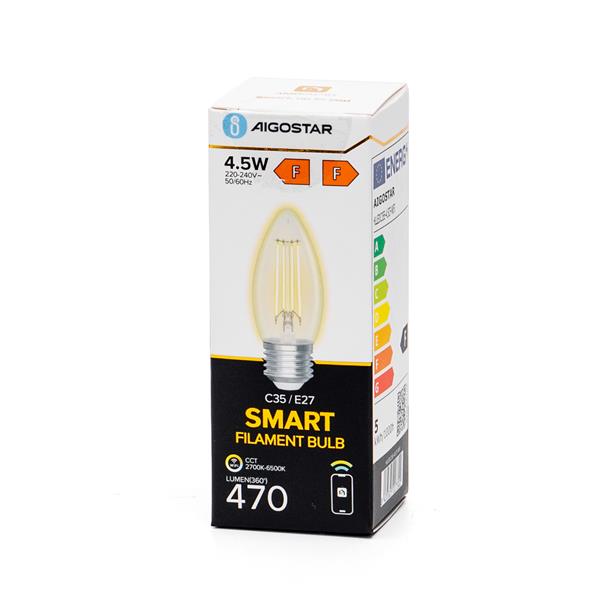 Grote foto kaarslamp e27 4.5w wifi bluetooth cct 2700k 6500k smartlamp c35 warmwit daglichtwit filament huis en inrichting overige