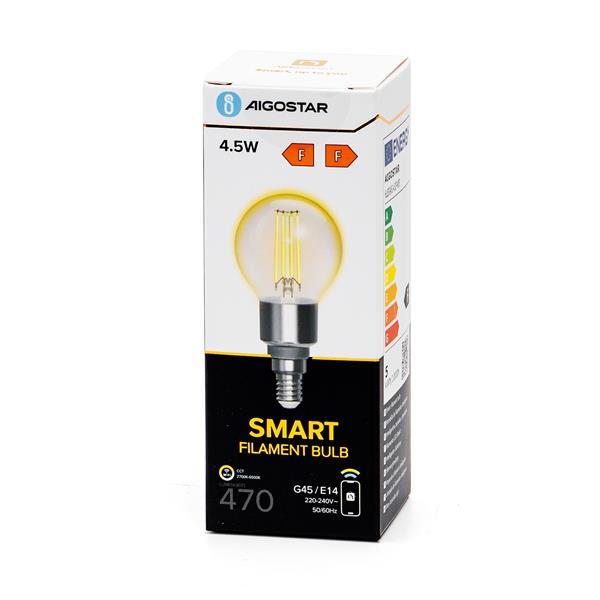 Grote foto kogellamp e14 4.5w wifi bluetooth cct 2700k 6500k smartlamp g45 warmwit daglichtwit filament huis en inrichting overige