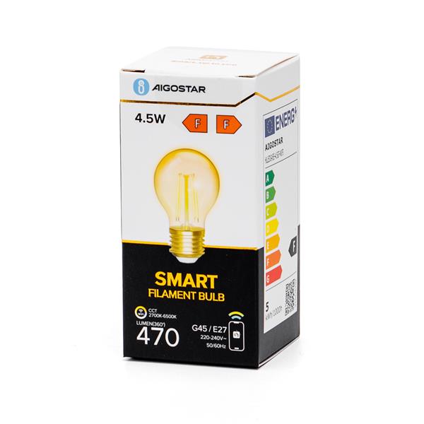 Grote foto kogellamp e27 4.5w wifi bluetooth cct 2700k 6500k smartlamp g45 warmwit daglichtwit filament huis en inrichting overige