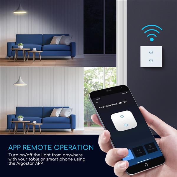 Grote foto wifi smart switch slimme schakelaar 2 lichtpunten inbouw touch bediening glas 230v 10a huis en inrichting overige