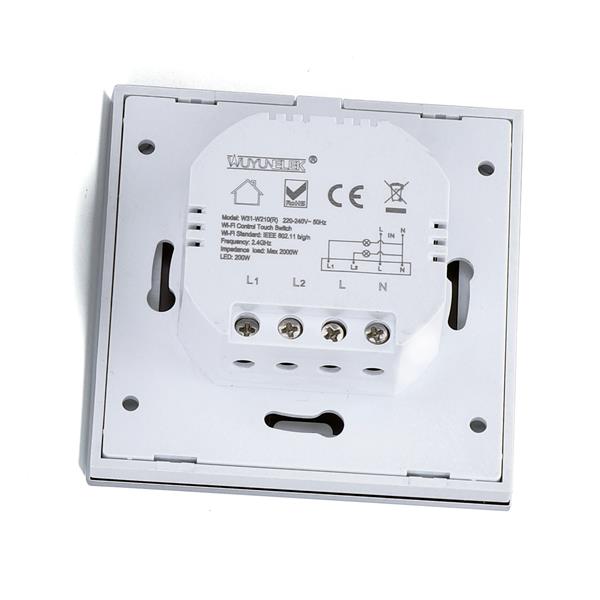 Grote foto wifi smart switch slimme schakelaar 2 lichtpunten inbouw touch bediening glas 230v 10a huis en inrichting overige