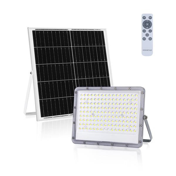 Grote foto buitenlamp grijs met zonnepaneel led bouwlamp 200w 2000 lumen schijnwerper afstandsbediening d doe het zelf en verbouw gereedschappen en machines