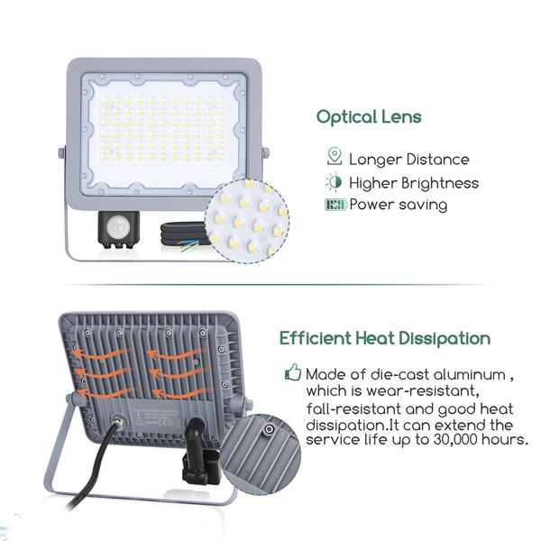 Grote foto buitenlamp grijs led 50w 450w halogeen schijnwerper ir sensor daglichtwit 6500k waterdicht i doe het zelf en verbouw gereedschappen en machines