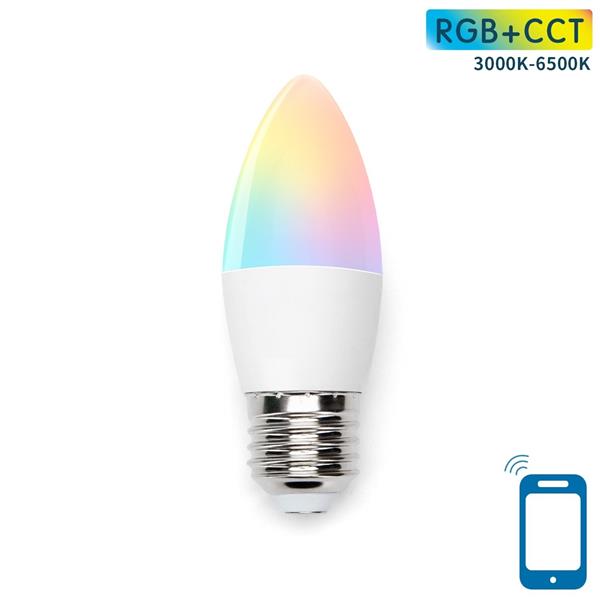 Grote foto kaarslamp e27 wifi rgb cct 3000k 6500k rgb warmwit daglichtwit led 7w 42w gloeilamp huis en inrichting overige