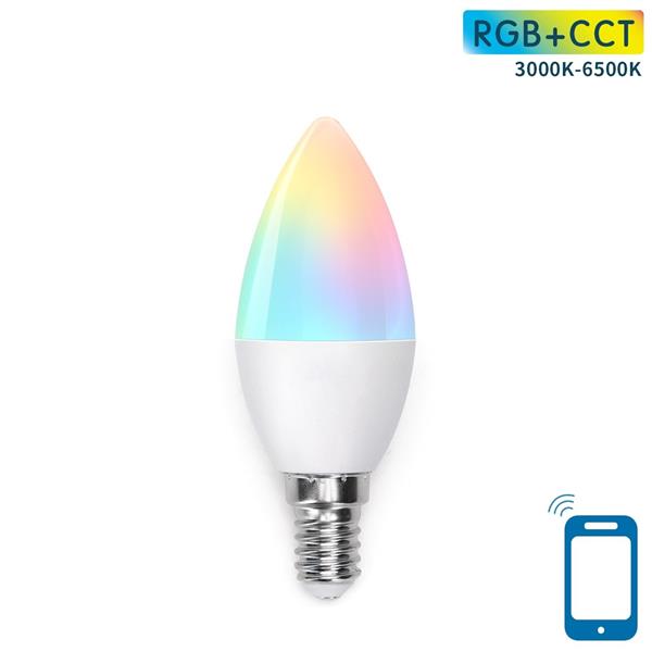 Grote foto kaarslamp e14 wifi rgb cct 3000k 6500k rgb warmwit daglichtwit led 7w 42w gloeilamp huis en inrichting overige