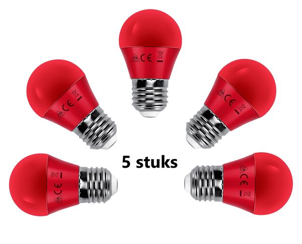 Grote foto g45 kogellamp 5 stuks e27 led lamp 4w 30w gloeilamp rood licht huis en inrichting overige