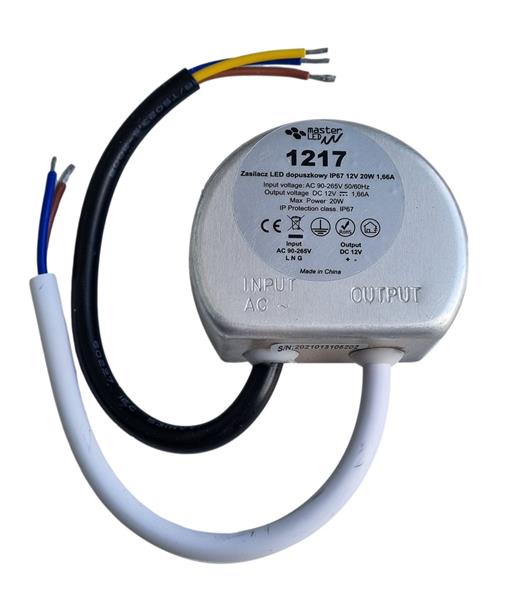 Grote foto led voeding compact rond in 230v ac uit 12 volt dc 20 watt 1 66a ip67 huis en inrichting overige