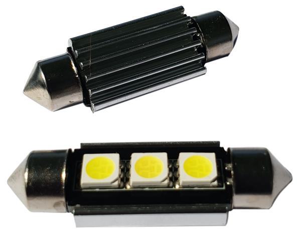 Grote foto auto ledlamp 2 stuks led festoon 39mm 3 smd daglichtwit 6500k heatsink can bus 12 volt auto onderdelen overige auto onderdelen