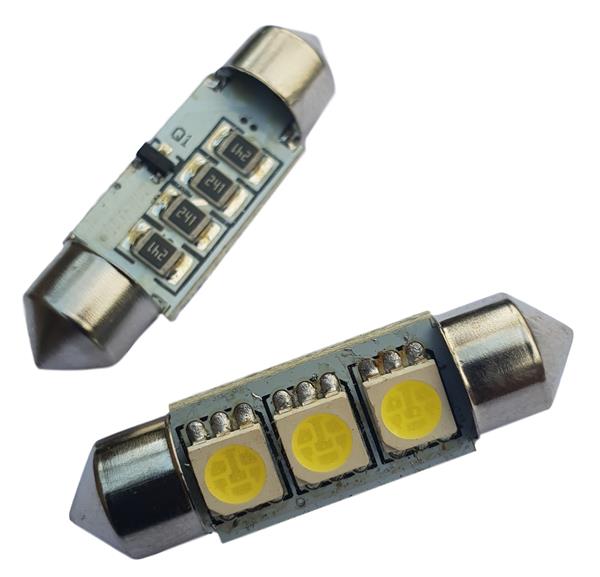 Grote foto auto ledlamp 2 stuks led festoon 42mm 3 smd daglichtwit 6000k can bus 12 volt auto onderdelen overige auto onderdelen