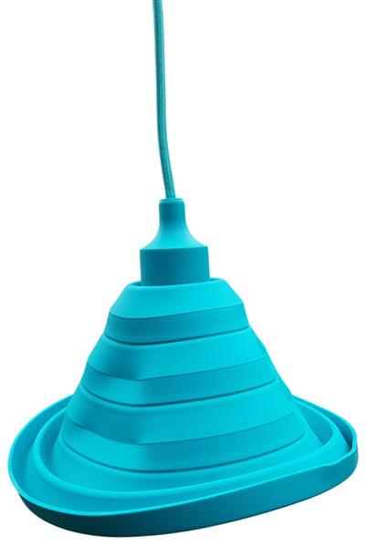 Grote foto led lamp diy vouwbare hanglamp strijkijzer snoer e27 siliconen fitting turquoise huis en inrichting overige