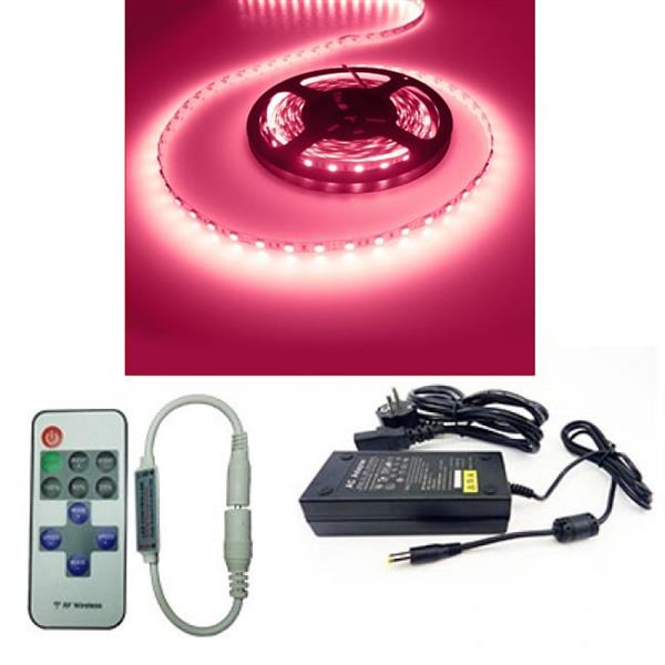 Grote foto ledstripset roze 12v dc 14 4w 60 led m incl driver en afstandsbediening 5 meter huis en inrichting overige