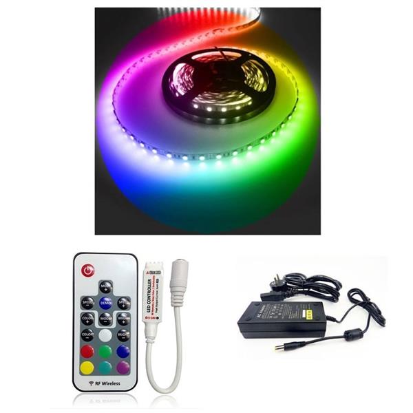 Grote foto ledstripset rgb 12v dc 14 4w 60 led m incl driver en afstandsbediening waterdicht ip65 huis en inrichting overige