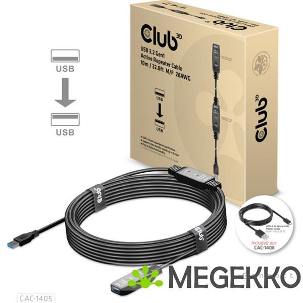 Grote foto club3d cac 1405 usb kabel 10 m usb 3.2 gen 2 3.1 gen 2 usb a zwart computers en software overige computers en software