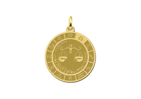 Grote foto gouden weegschaal sterrenbeeld bedel met naam ghs091 names kleding dames sieraden