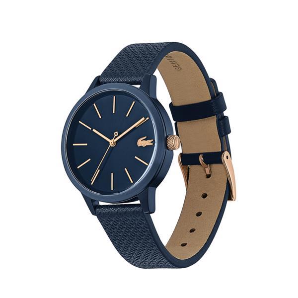 Grote foto lacoste donkerblauw 12.12 dames horloge met zwart leder kleding dames horloges