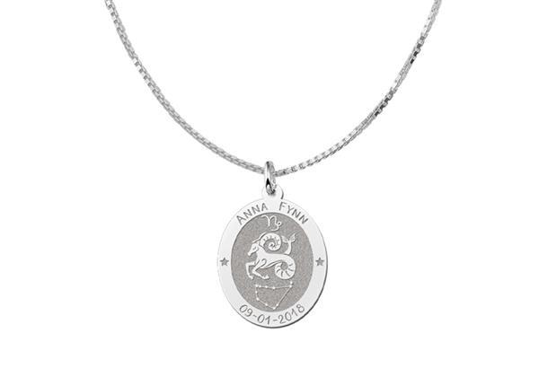 Grote foto ovale steenbok sterrenbeeld hanger van zilver names4ever kleding dames sieraden