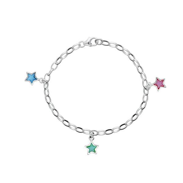 Grote foto lilly zilveren bedelarmband met gekleurde parelmoer ster bed kleding dames sieraden