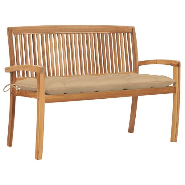 Grote foto vidaxl banc de jardin empilable et coussin 128 5cm bois de t tuin en terras tuinmeubelen