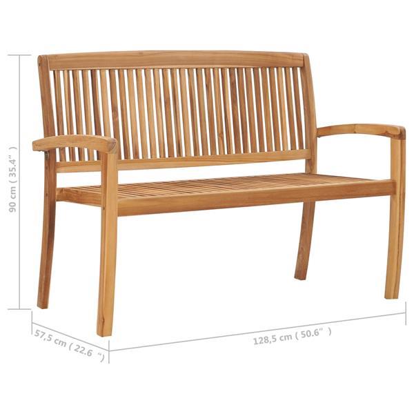 Grote foto vidaxl banc de jardin empilable et coussin 128 5cm bois de t tuin en terras tuinmeubelen