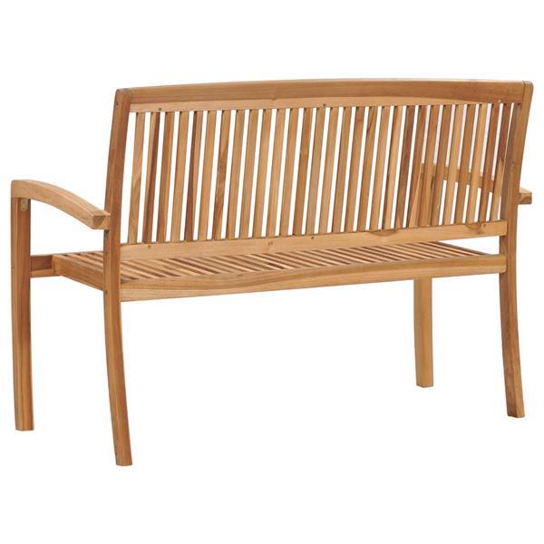 Grote foto vidaxl banc de jardin empilable et coussin 128 5cm bois de t tuin en terras tuinmeubelen