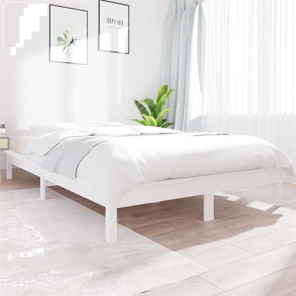 Grote foto vidaxl cadre de lit blanc 140x200 cm bois de pin massif huis en inrichting bedden
