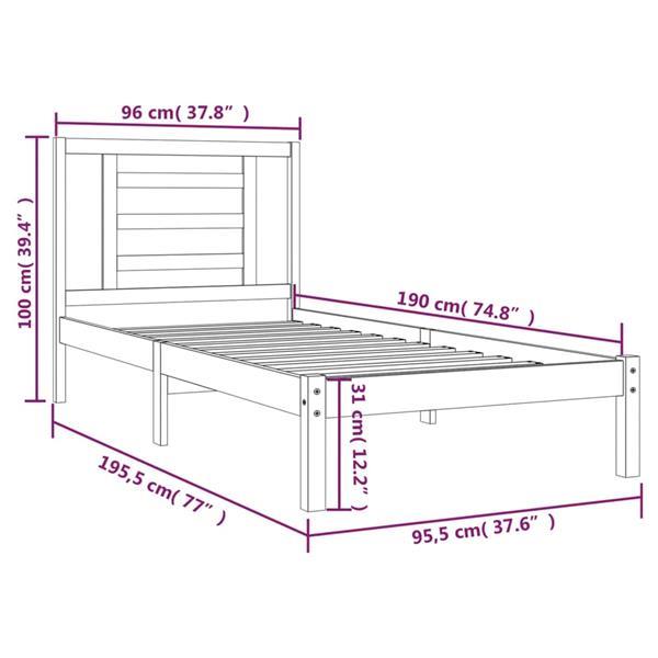 Grote foto vidaxl cadre de lit bois de pin massif 90x190 cm simple huis en inrichting bedden