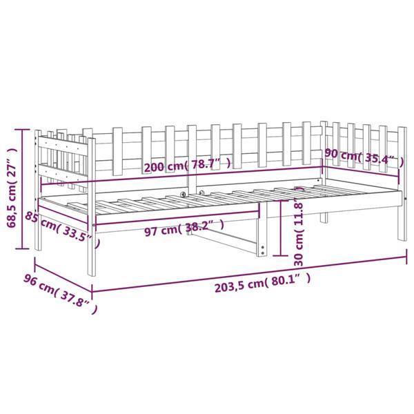 Grote foto vidaxl lit de jour blanc 90x200 cm bois de pin massif huis en inrichting bedden