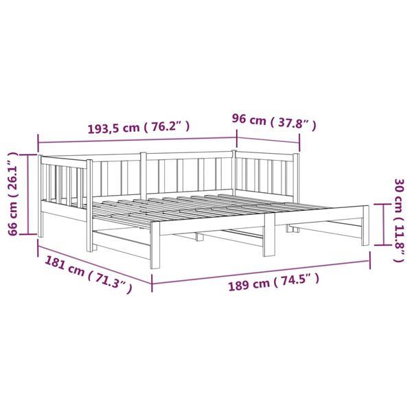 Grote foto vidaxl lit coulissant 2x 90x190 cm bois de pin massif huis en inrichting bedden