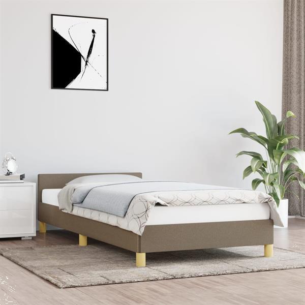 Grote foto vidaxl bedframe met hoofdeinde stof taupe 90x190 cm huis en inrichting bedden