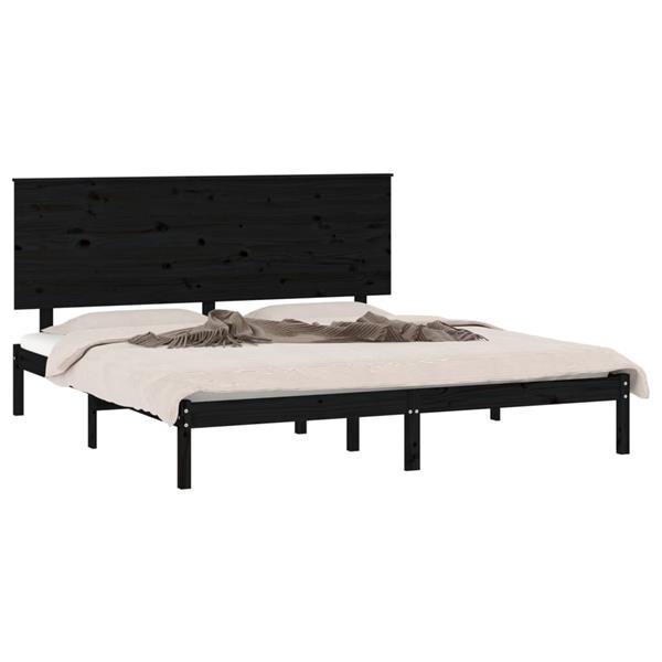 Grote foto vidaxl bedframe massief grenenhout zwart 160x200 cm huis en inrichting bedden