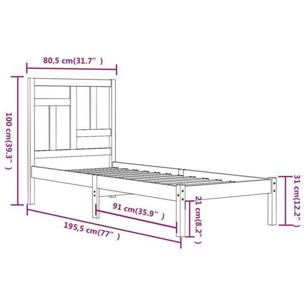 Grote foto vidaxl bedframe massief hout wit 75x190 cm 2ft6 small single huis en inrichting bedden