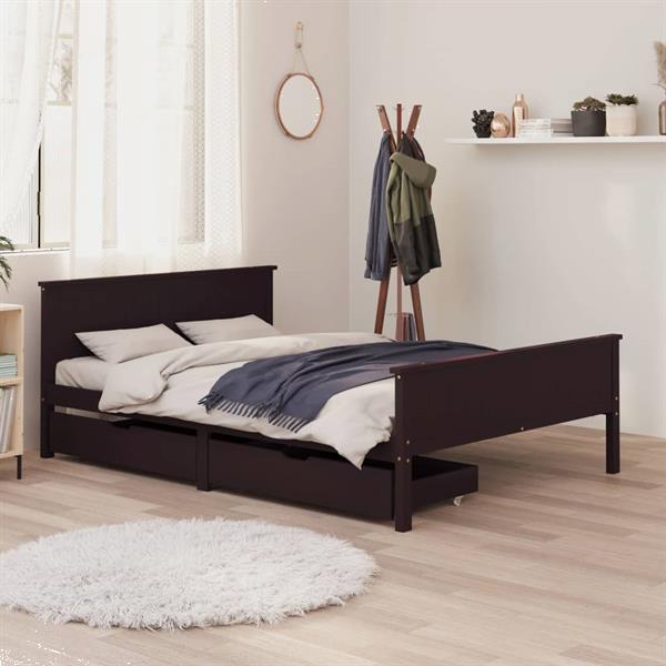 Grote foto vidaxl bedframe met 2 lades 160x200 cm massief grenenhout do huis en inrichting bedden