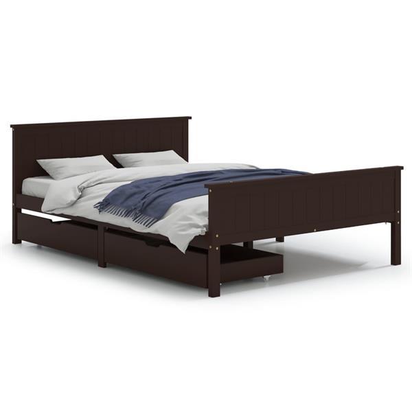 Grote foto vidaxl bedframe met 2 lades 160x200 cm massief grenenhout do huis en inrichting bedden