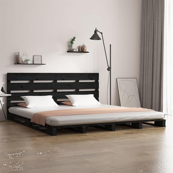 Grote foto vidaxl bedframe massief grenenhout zwart 150x200 cm 5ft king huis en inrichting bedden