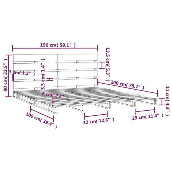 Grote foto vidaxl bedframe massief grenenhout zwart 150x200 cm 5ft king huis en inrichting bedden