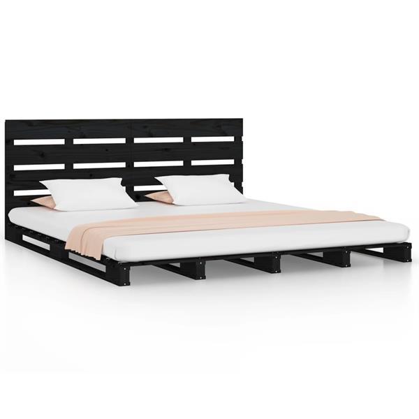 Grote foto vidaxl bedframe massief grenenhout zwart 150x200 cm 5ft king huis en inrichting bedden