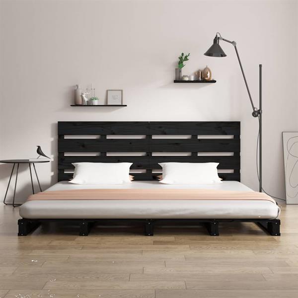 Grote foto vidaxl bedframe massief grenenhout zwart 150x200 cm 5ft king huis en inrichting bedden