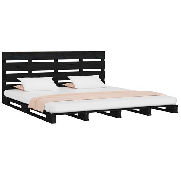 Grote foto vidaxl bedframe massief grenenhout zwart 150x200 cm 5ft king huis en inrichting bedden