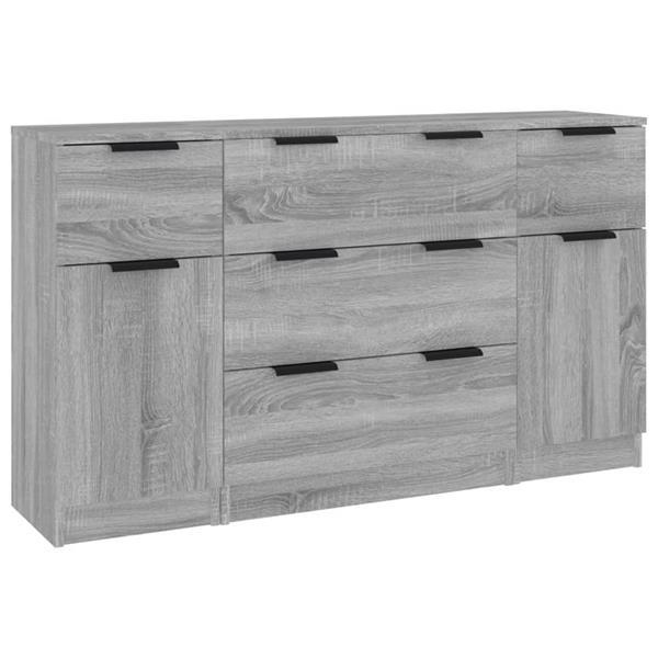 Grote foto vidaxl ensemble de buffets 3 pcs sonoma gris bois d ing nier huis en inrichting overige