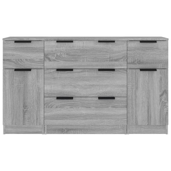 Grote foto vidaxl ensemble de buffets 3 pcs sonoma gris bois d ing nier huis en inrichting overige