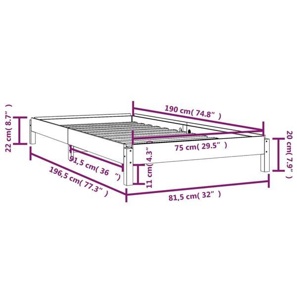 Grote foto vidaxl lit empilable noir 75x190 cm bois de pin massif huis en inrichting bedden