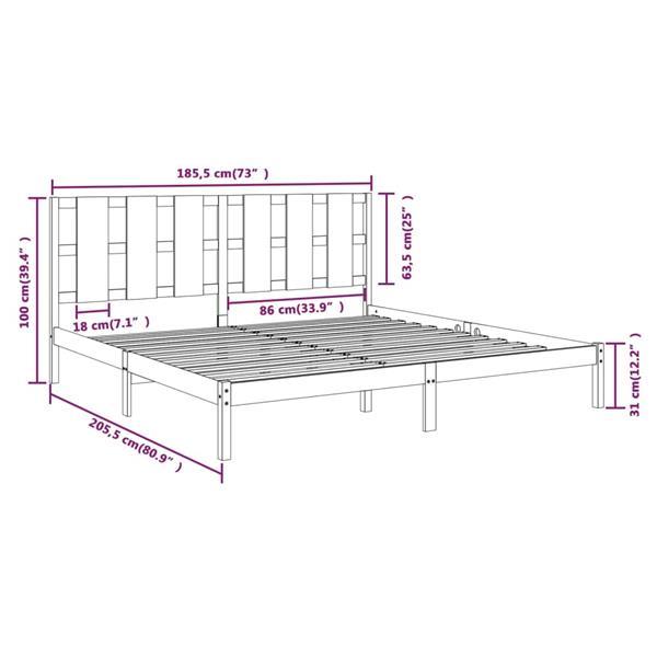 Grote foto vidaxl cadre de lit marron miel bois massif 180x200 cm super huis en inrichting bedden