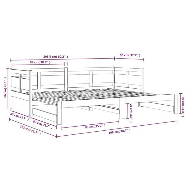 Grote foto vidaxl lit coulissant marron miel bois de pin massif 2x 90x2 huis en inrichting bedden