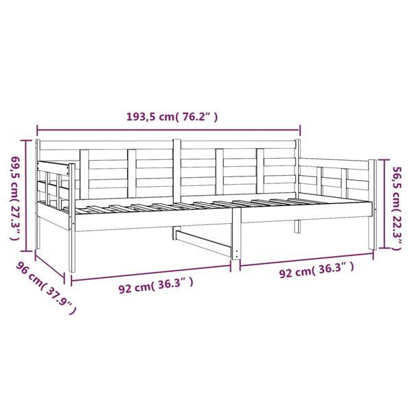 Grote foto vidaxl lit de jour marron miel bois de pin massif 90x190 cm huis en inrichting bedden