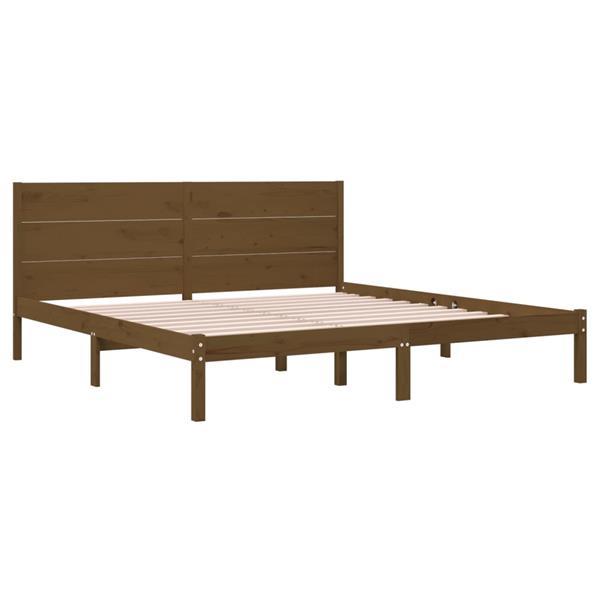 Grote foto vidaxl cadre de lit marron miel bois de pin massif 200x200 c huis en inrichting bedden