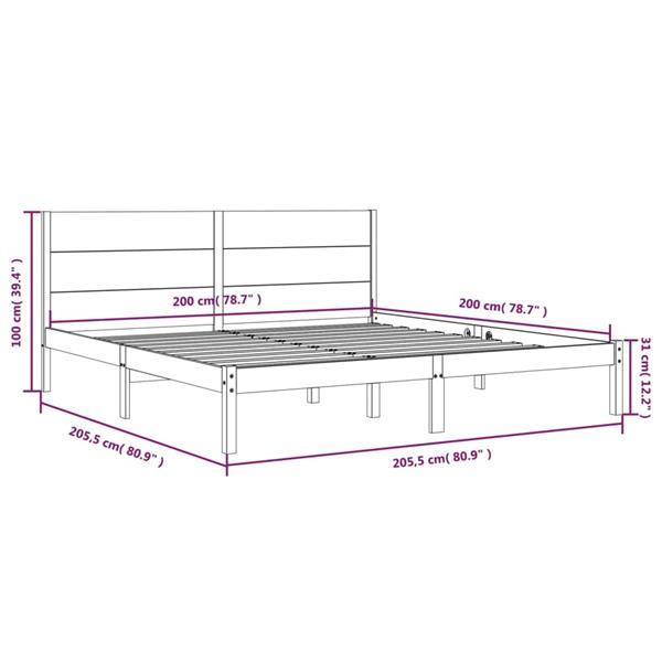 Grote foto vidaxl cadre de lit marron miel bois de pin massif 200x200 c huis en inrichting bedden