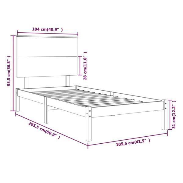 Grote foto vidaxl cadre de lit bois de pin massif 100x200 cm huis en inrichting bedden