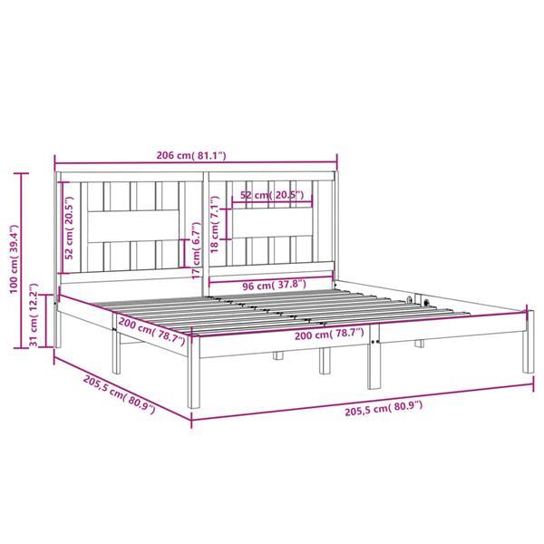 Grote foto vidaxl cadre de lit blanc bois de pin massif 200x200 cm huis en inrichting bedden