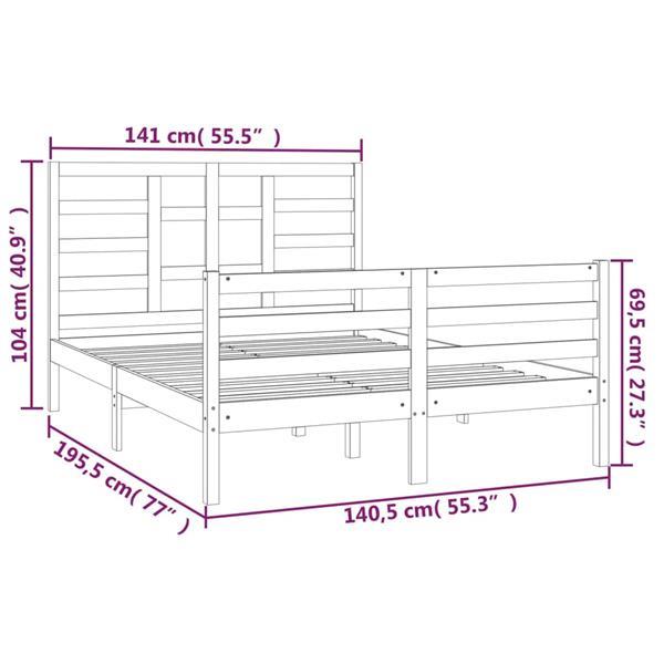 Grote foto vidaxl cadre de lit marron miel bois massif 135x190 cm doubl huis en inrichting bedden