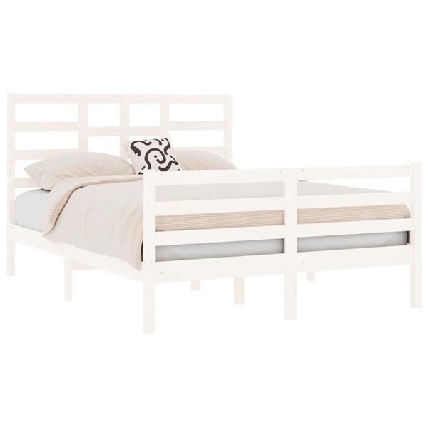 Grote foto vidaxl cadre de lit blanc bois massif 135x190 cm double huis en inrichting bedden